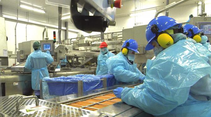 Plant employees working on production line.