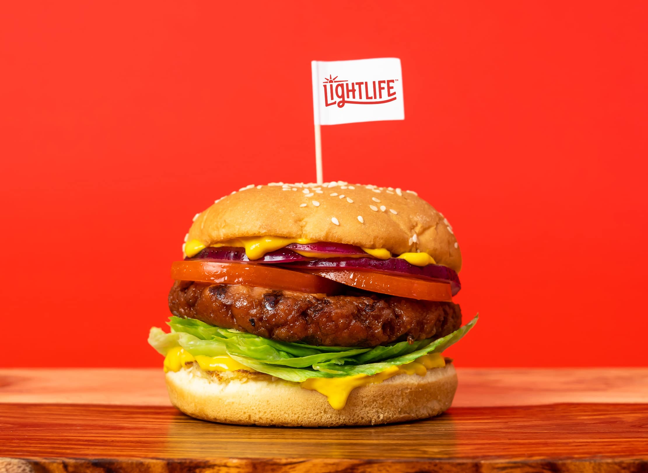 Lightlife Burger with Flag