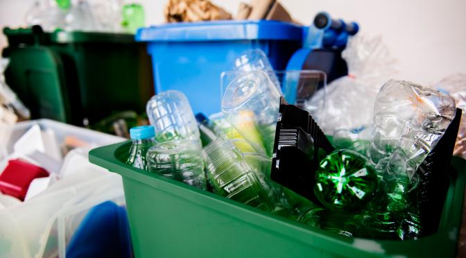 Several plastic bottles and containers