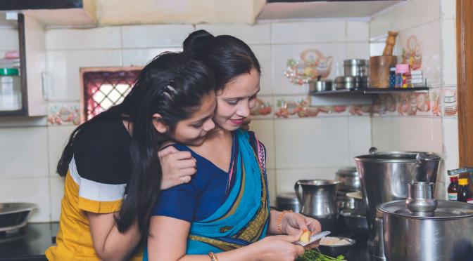 Mother and Daughter Cooking