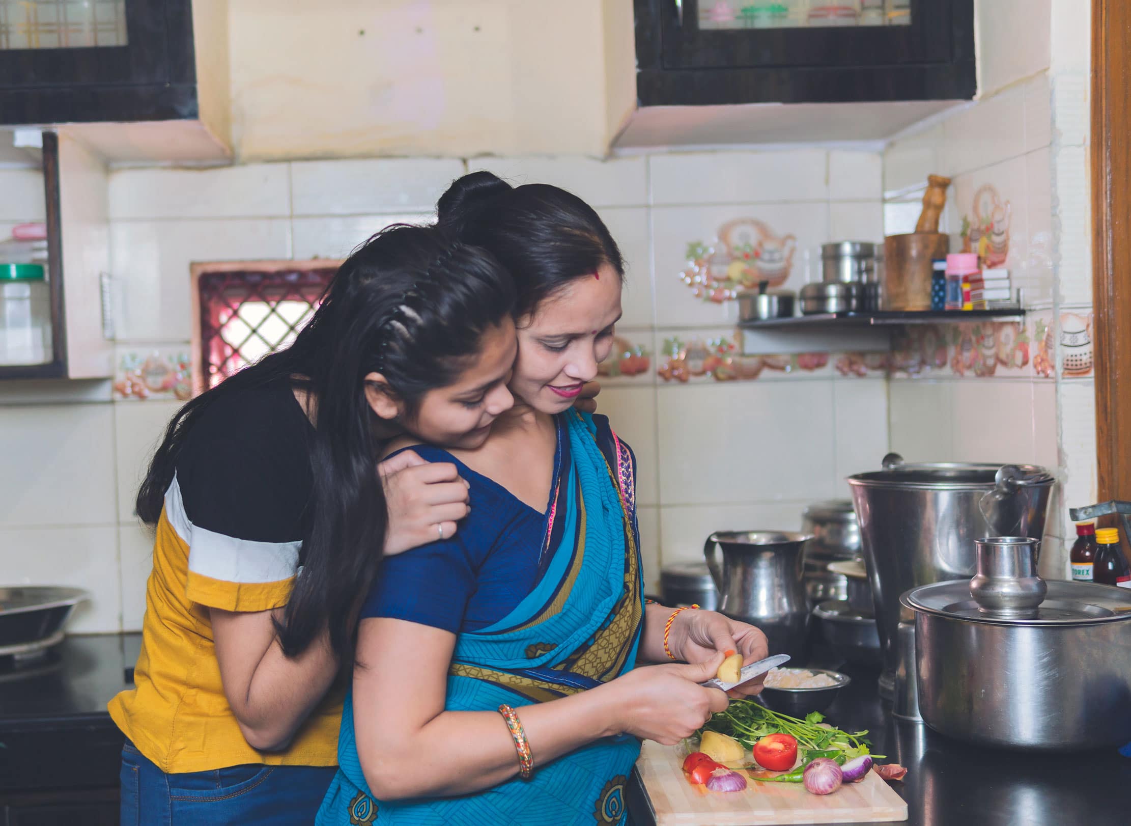 Mother and Daughter Cooking