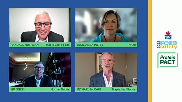 Randy Huffman, Julie Anna Potts, Jim Snee et Michael McCain au Symposium sur la sécurité alimentaire 2022