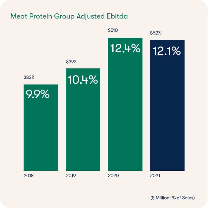 financial performance meat protein group sales and adjusted ebitda