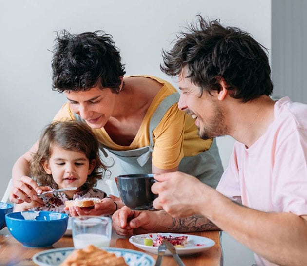 A family eating together