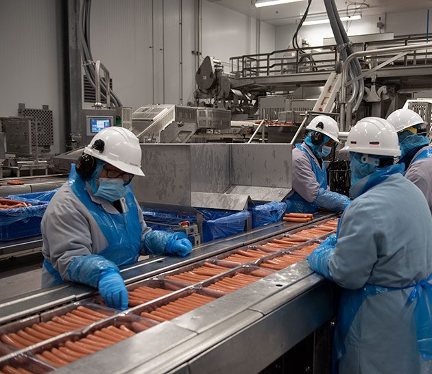 Production line at Maple Leaf Foods plant in Hamilton