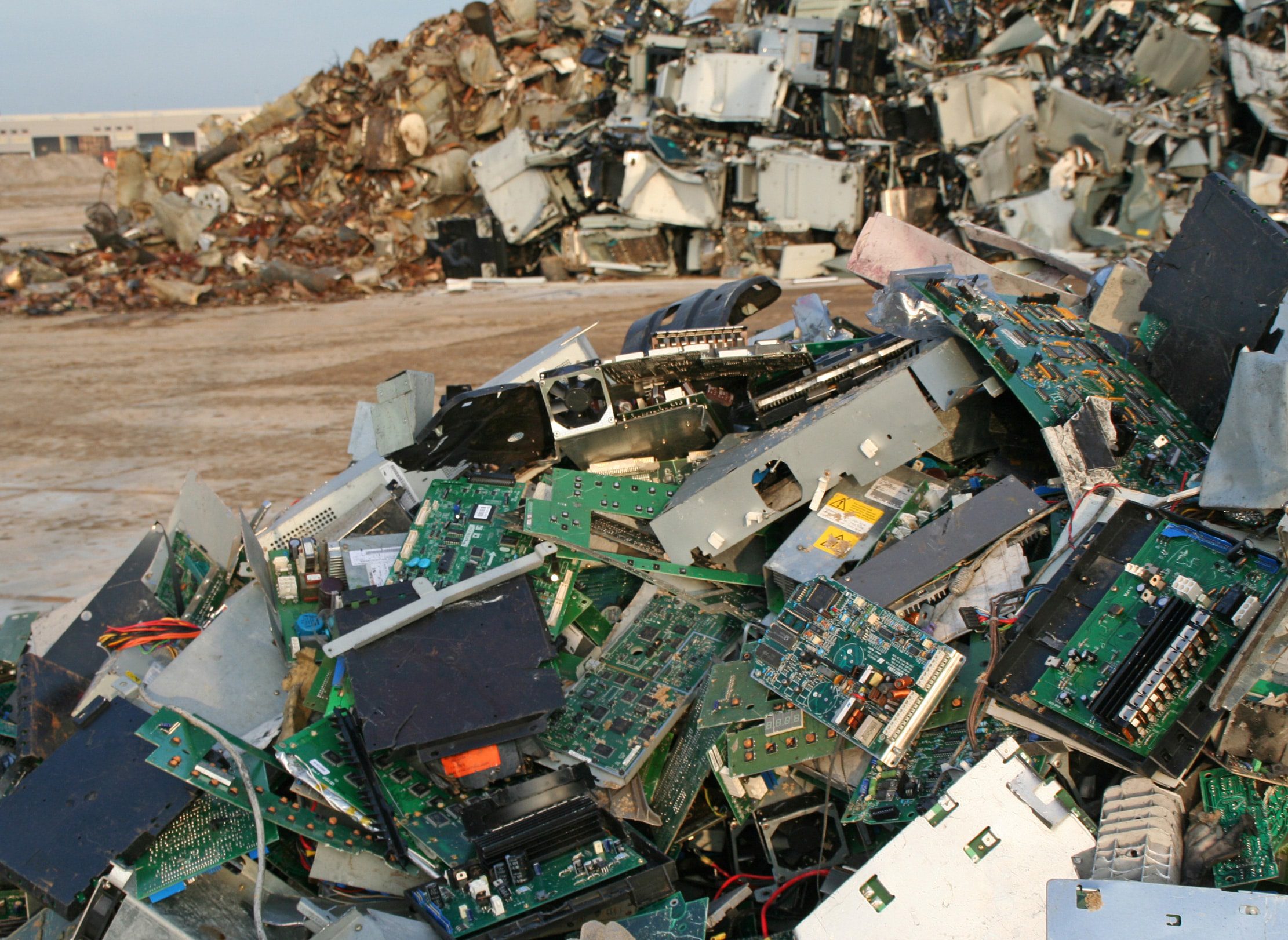 Electronics in a dump site