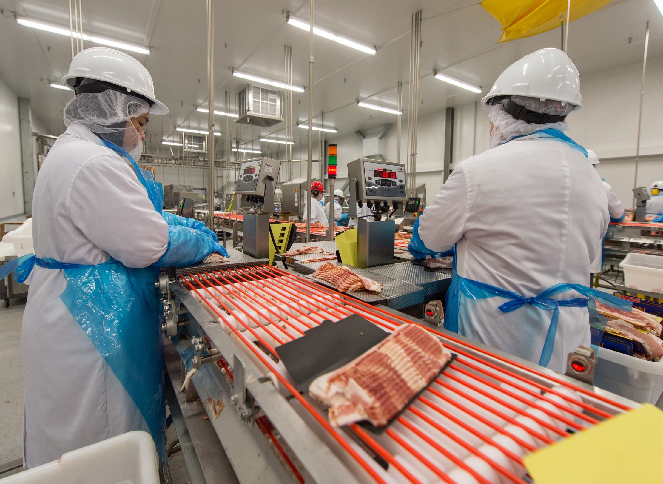 Packing bacon in the Winnipeg plant