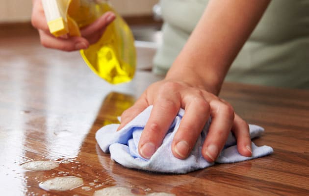 Cleaning kitchen counter