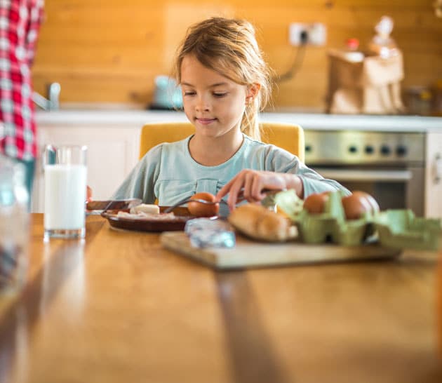 Girl eating breakfast