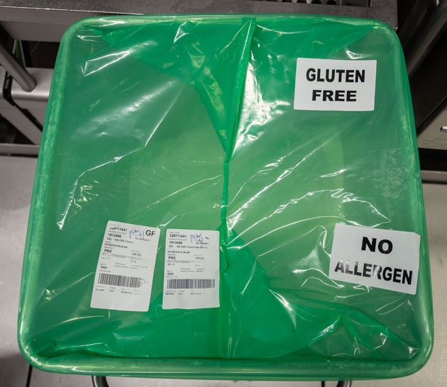 No Allergen and Gluten Free labels on product packaging
