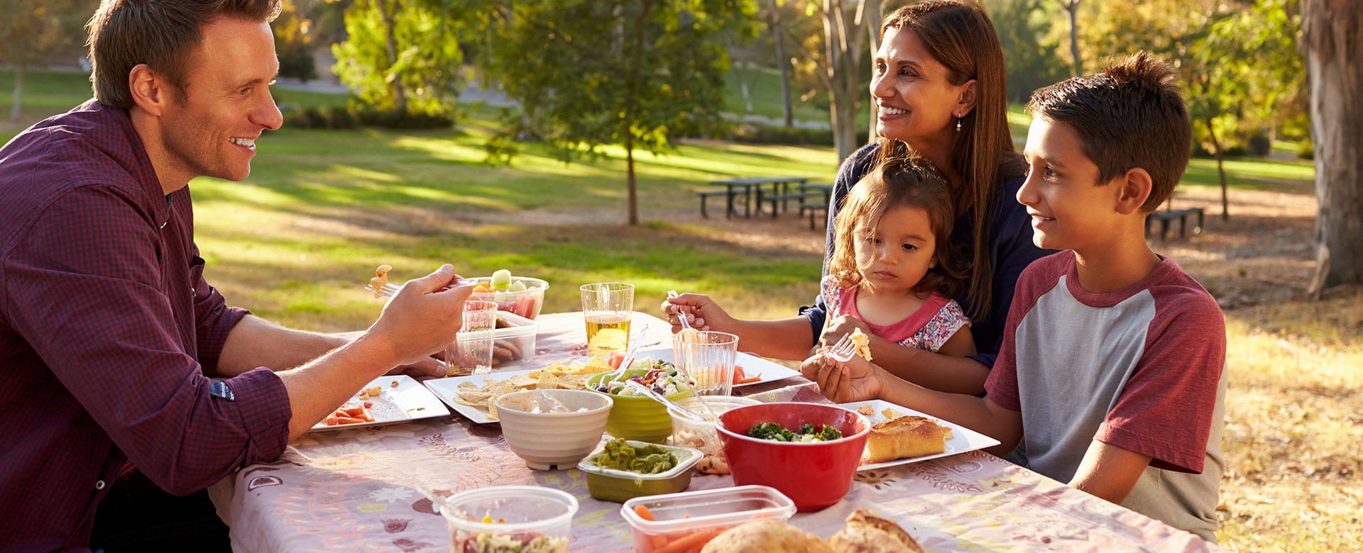 Family eating outdoors