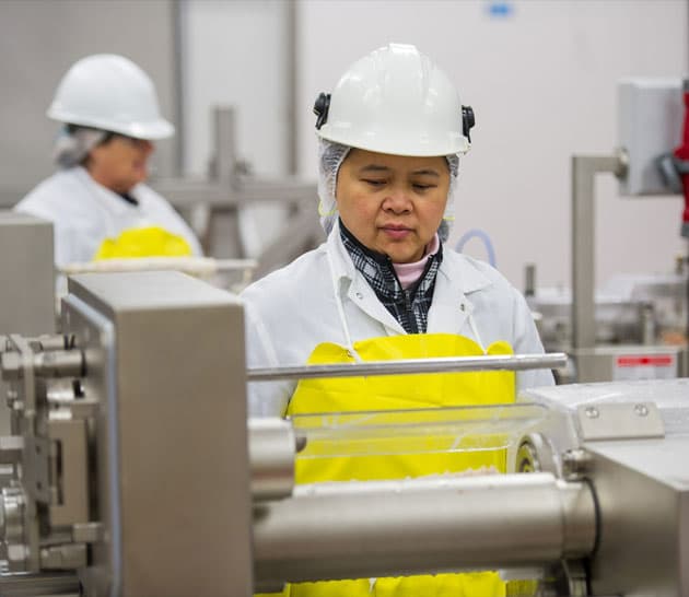 Production line at Maple Leaf Foods plant in Saskatoon