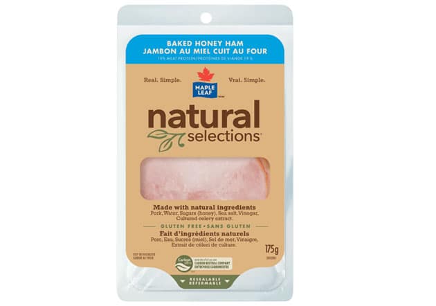 Maple Leaf Natural Selection baked honey ham product pack