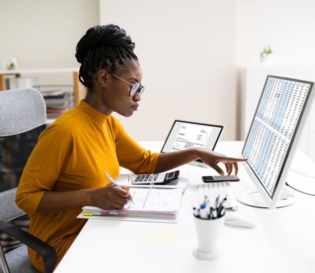 Woman working in finance