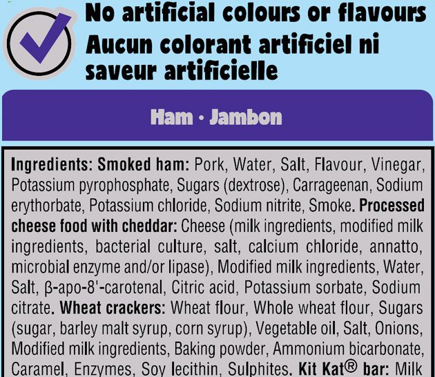 Lunch Mate nutritional label