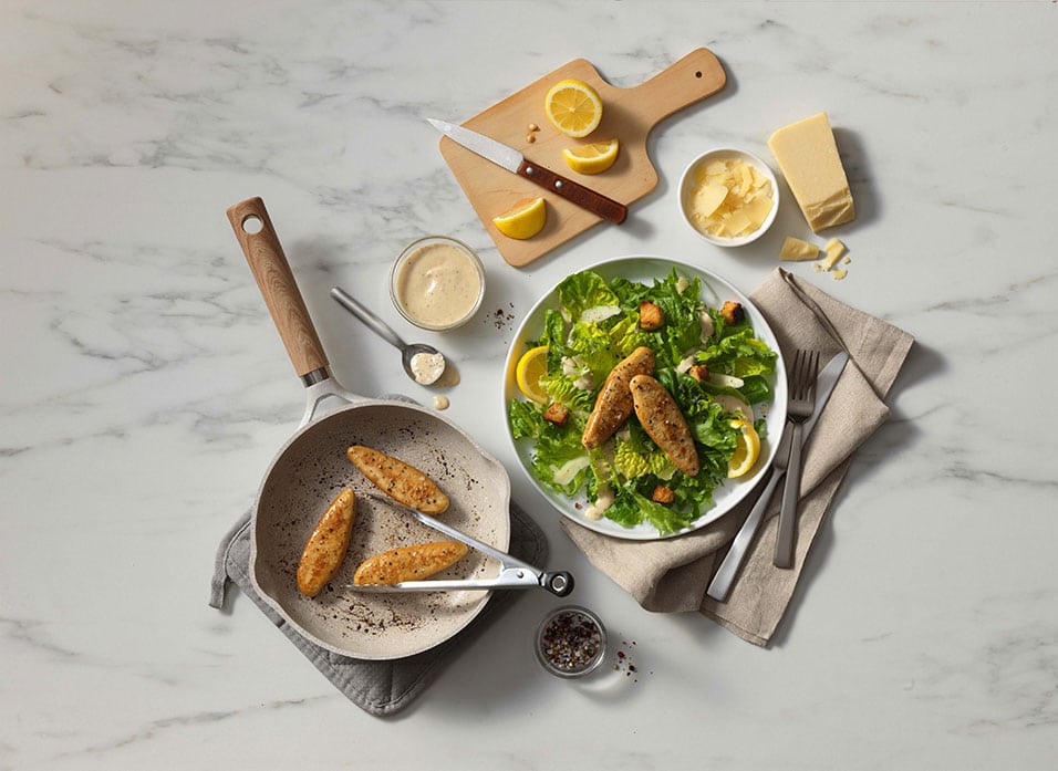 Lightlife chicken strips displayed on a table top