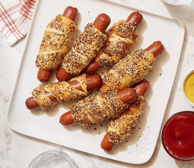 Oven baked hot dogs - everything Bagel Hot Dog Twisters