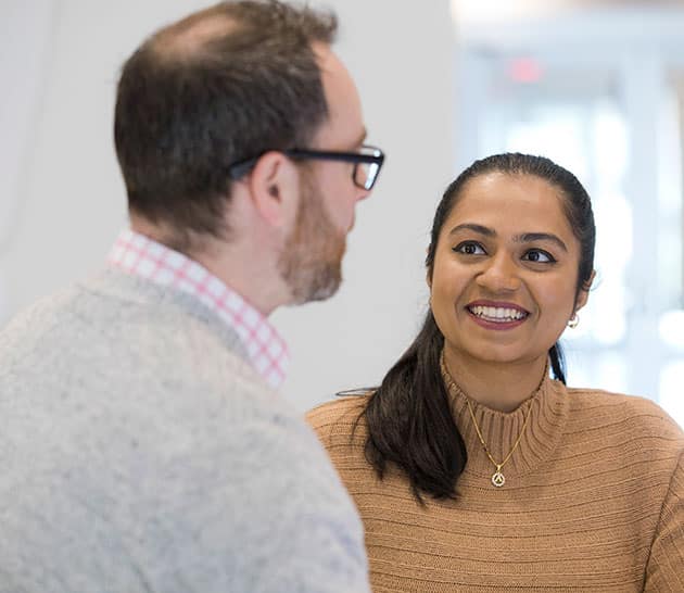 Team members talking