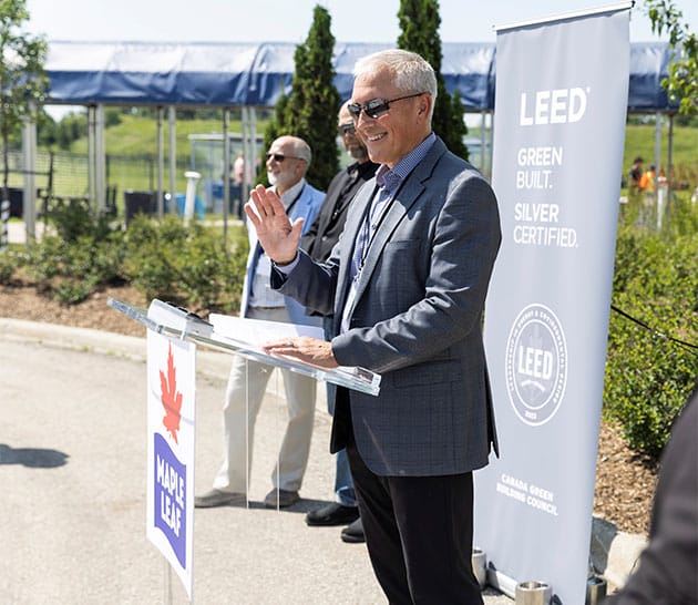 Randy Huffman speaking at LEED celebration event