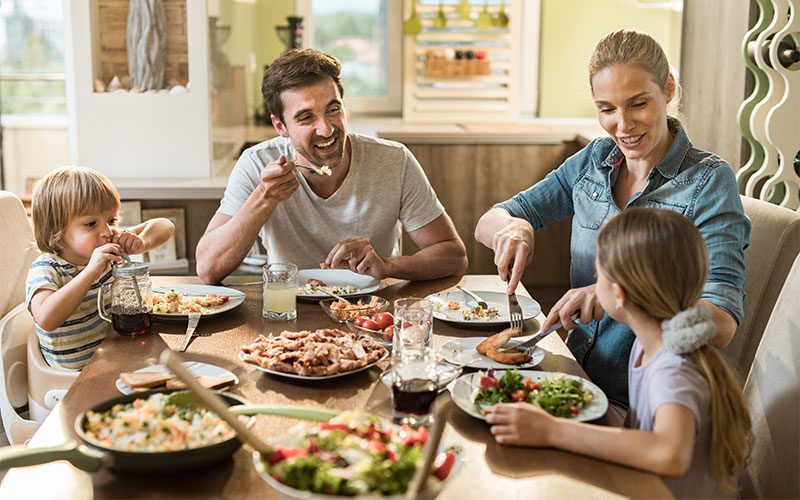 family eating dinner together